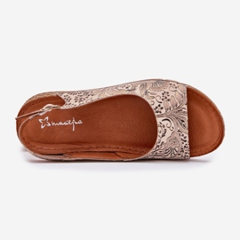 Sandale din piele pentru femei pe Wedge Maciejka L7069-04 Beige bej 2