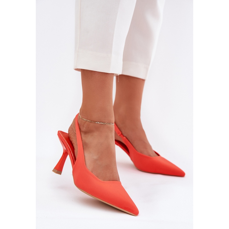 Sandale pentru femei pe un știft portocaliu portocale 2