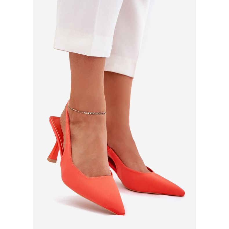 Sandale pentru femei pe un știft portocaliu portocale 1