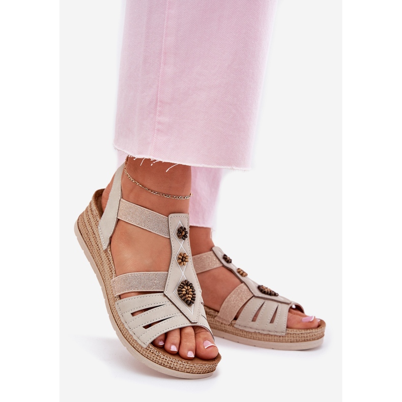 Sandale pentru femei pentru femei cu decorațiuni Inblu RV000015 bej 1