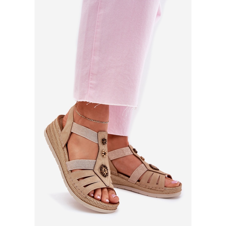 Sandale pentru femei pentru femei cu decorațiuni Inblu RV000015 Beige bej 1 Sandale pentru femei pentru femei cu decorațiuni Inblu RV000015 Beige bej 1