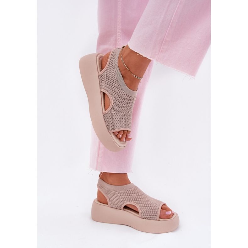 Sandale cu platformă de damă, bej 2