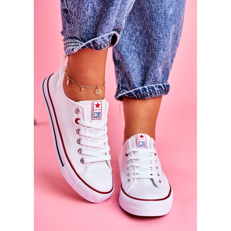 News Pantofi de damă din material textil, alb 3