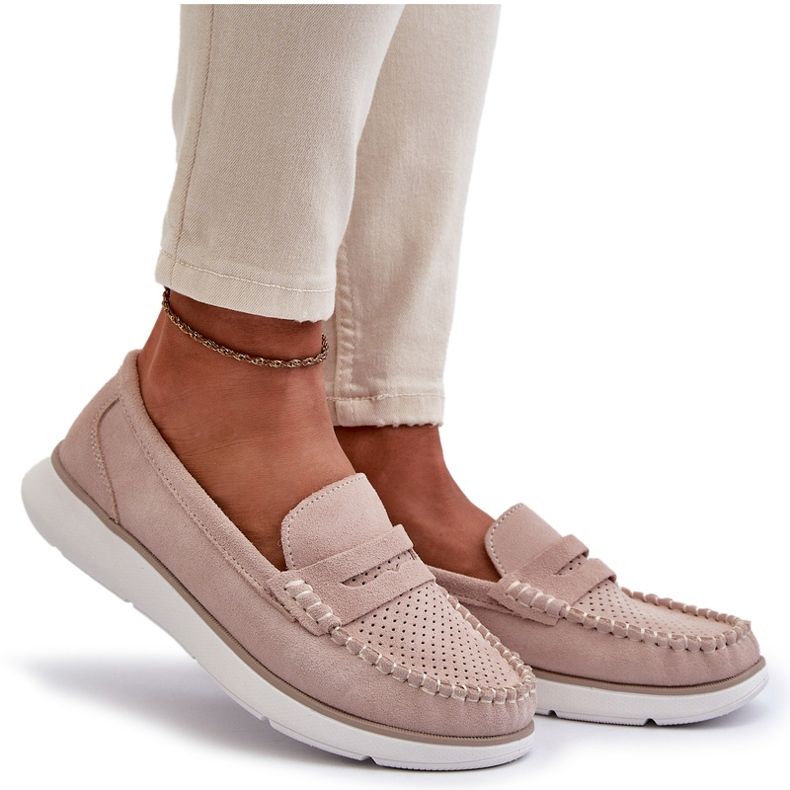 Plachete din piele de căprioară pe platforma Beige Sergio Leone SP012 bej 5