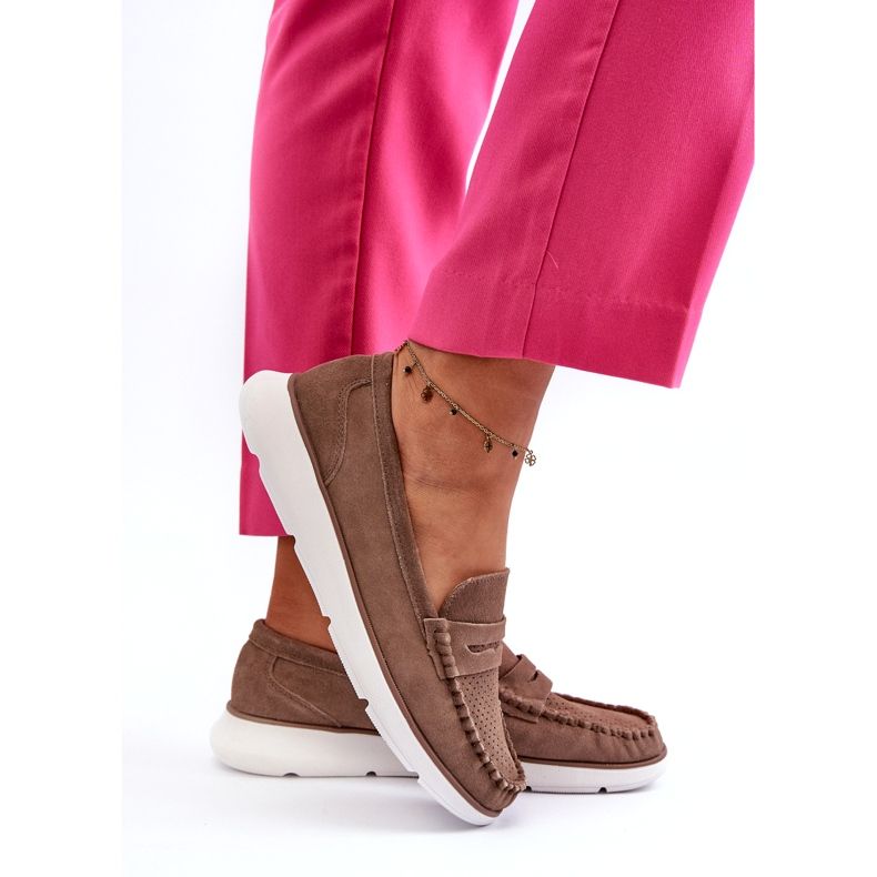 Plachete de piele de căprioară pentru femei pe platforma Sergio Leone SP012 Light Beige bej 3