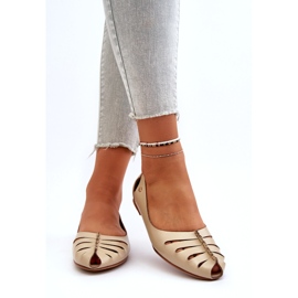 Zazoo 10009 Ballerine pentru femei confortabile din piele bej 4