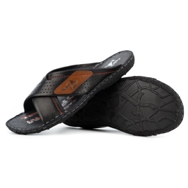 Kampol Papuci de piele pentru bărbați 216KAM negru 5