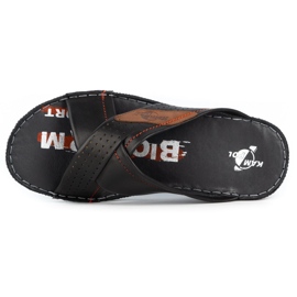 Kampol Papuci de piele pentru bărbați 216KAM negru 6