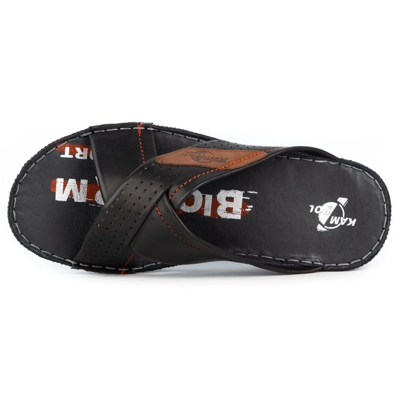 Kampol Papuci de piele pentru bărbați 216KAM negru 6