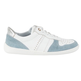 Pantofi din piele desculți Olivier 1773Pol - Adidaje minimaliste ușoare Alb cu albastru 1