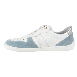 Pantofi din piele desculți Olivier 1773Pol - Adidaje minimaliste ușoare Alb cu albastru 2