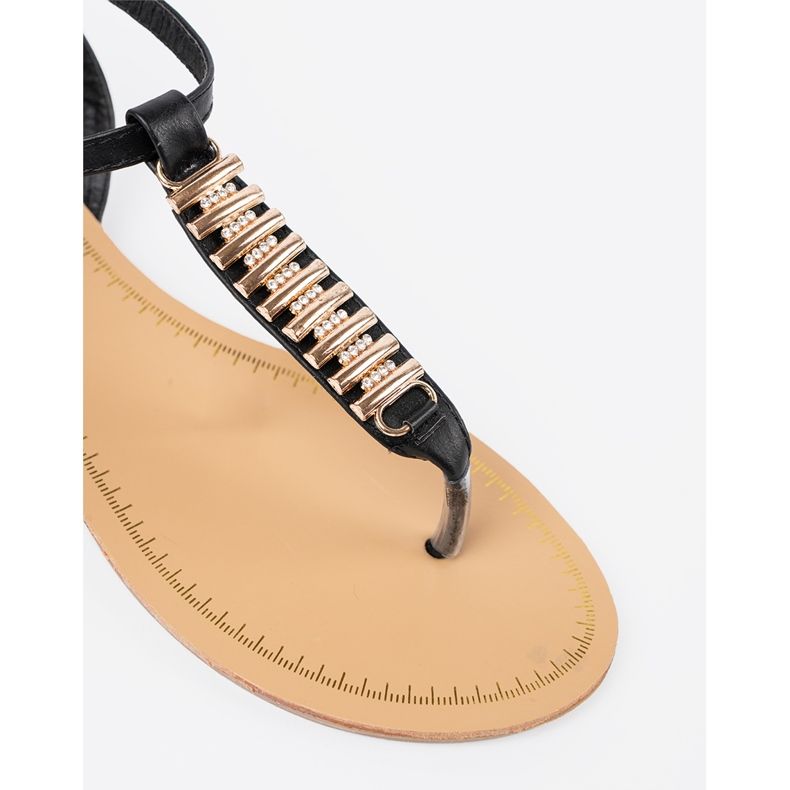 Sandale pentru femei negre cu decorațiuni aurii negru 1