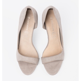 Goodin Pompe de piele de căprioară gri cu degetele goale 1 Goodin Pompe de piele de căprioară gri cu degetele goale 1