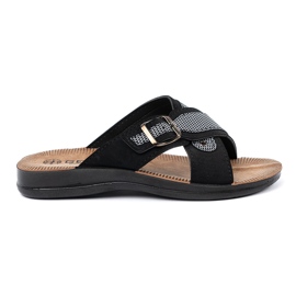 Shelvt Papuci pentru bărbați negri cu catarame negru 1