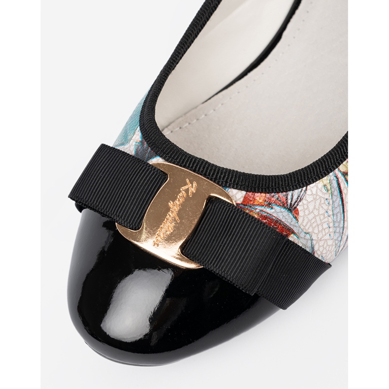 Goodin Balerine negre și negre cu flori alb 1 Goodin Balerine negre și negre cu flori alb 1