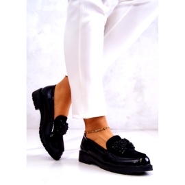 S.Barski Mocasini lafefer lăcuiți pentru femei negre negru 2