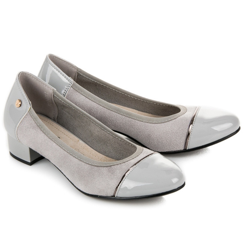 Vices Pantofi casual cu toc jos gri 1