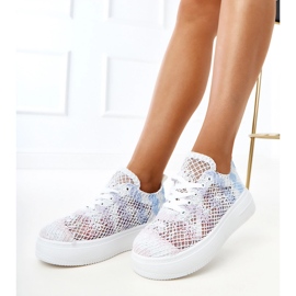 Adidași cu openwork multicolore pe platformă alb 1