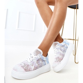 Adidași cu openwork multicolore pe platformă alb 2