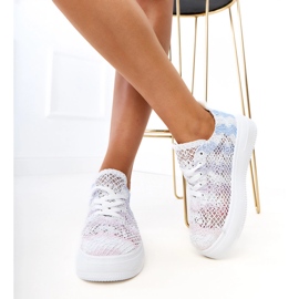 Adidași cu openwork multicolore pe platformă alb 4