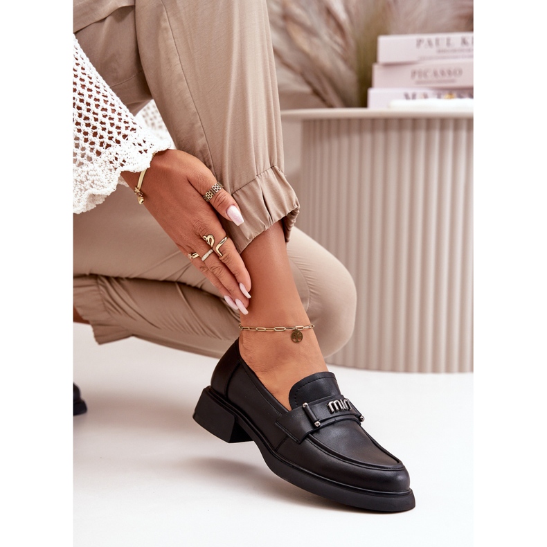 Pârâie naturală din piele naturală Vinceza Neagră 91114 cu un ornament negru 4