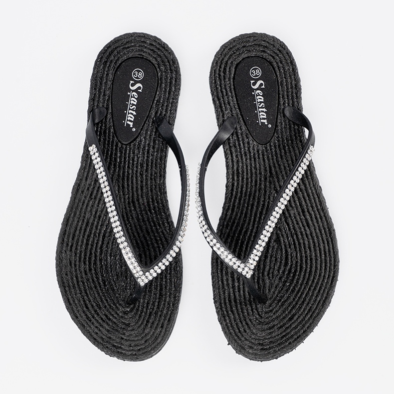 Seastar Flip -flip -flops cu zirconi negru 1