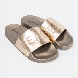 Shelvt Flip -flops auriu cu o inscripție de aur 3