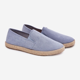 Espadrilles adidași pentru bărbați cu albastru din piele de piele 1