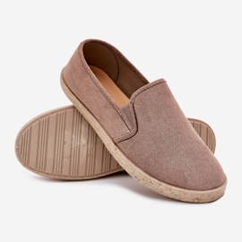 Espadrilles adidași pentru bărbați cu eco din piele de căprioară întunecată bej 2
