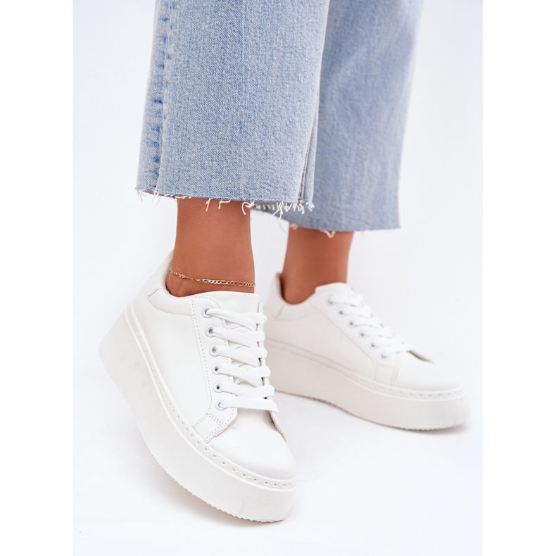 Pantofi de damă cu platformă, alb 2