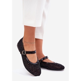 Balerinele pentru femei decorate cu centură și clemă neagră negru 1