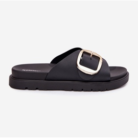 Flip -flops pentru femei pe platformă cu o clemă aurită neagră negru 8