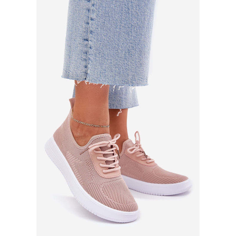 Pantofi sporturi slocați pe platforma roz pentru femei 1 Pantofi sporturi slocați pe platforma roz pentru femei 1