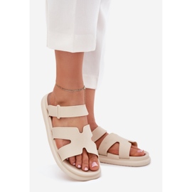 Papuci de cauciuc pentru femei cu centură bej 1 Papuci de cauciuc pentru femei cu centură bej 1