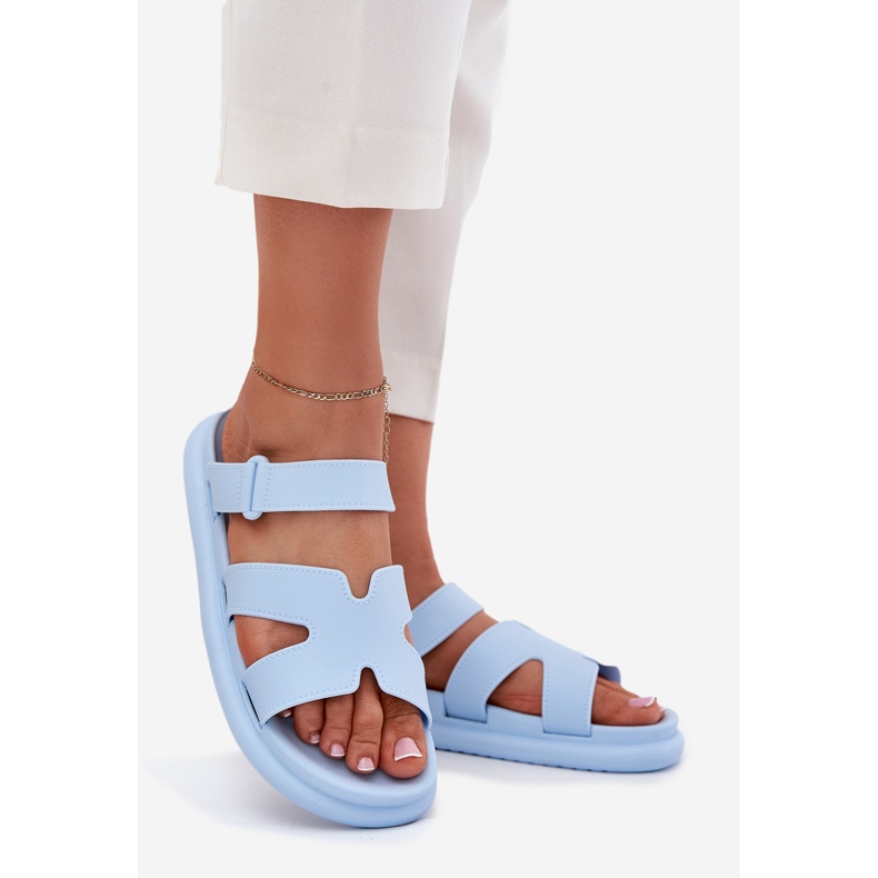 Flip -uri de cauciuc pentru femei cu o centură albastră albastru 1