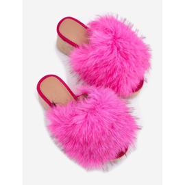 Pâinea femeilor cu pană cu blană și împletitură Fuchsia roz 2 Pâinea femeilor cu pană cu blană și împletitură Fuchsia roz 2