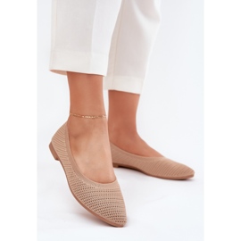 Ballerine materiale ale femeilor întunecate bej 2