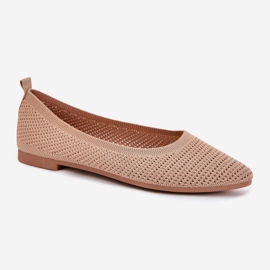 Ballerine materiale ale femeilor întunecate bej 4