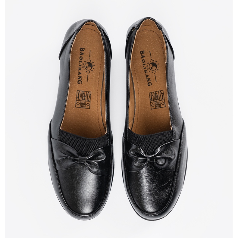 Pantofi glisante negre cu arc negru 2