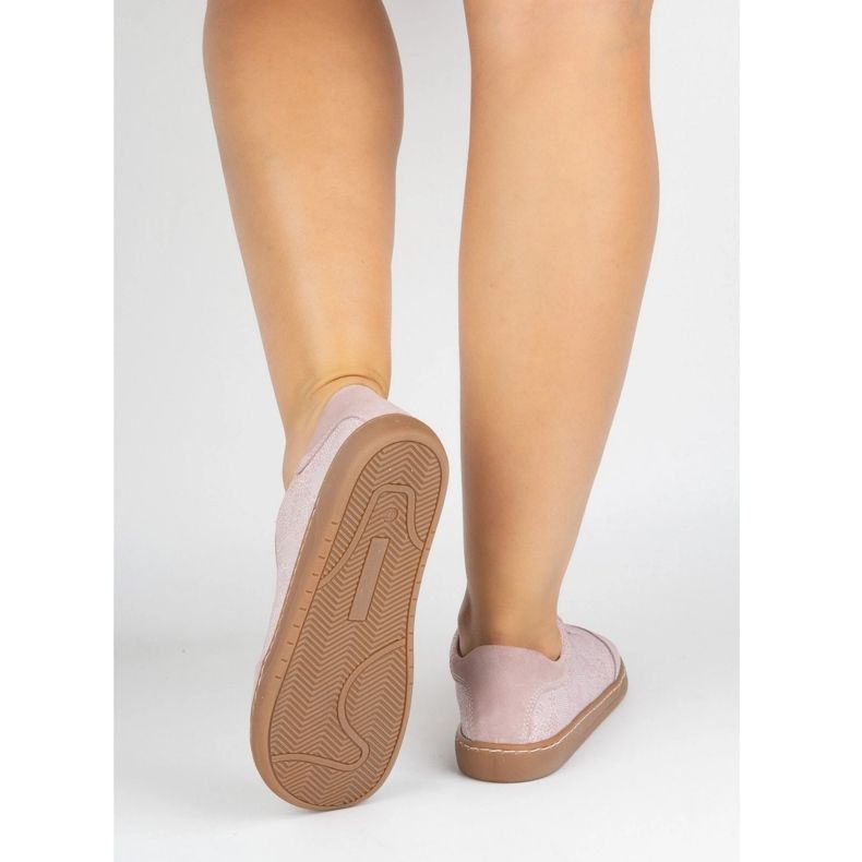 Pantofi de piele pentru femei desculți Olivier Eliza Flori roz 1