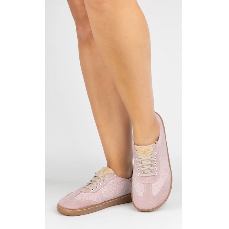 Pantofi de piele pentru femei desculți Olivier Eliza Flori roz 2