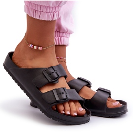 News Papuci de spumă pentru femei cu catarame negre negru 3