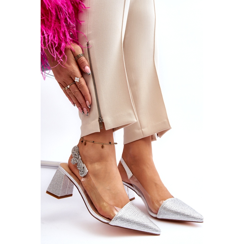 S. BARSKI Pompe de femei elegante în MR91292-1 Silver cu zirconi argint 6