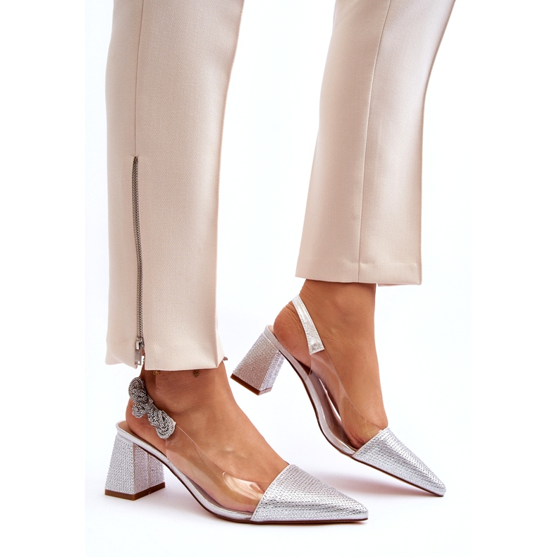 S. BARSKI Pompe de femei elegante în MR91292-1 Silver cu zirconi argint 4