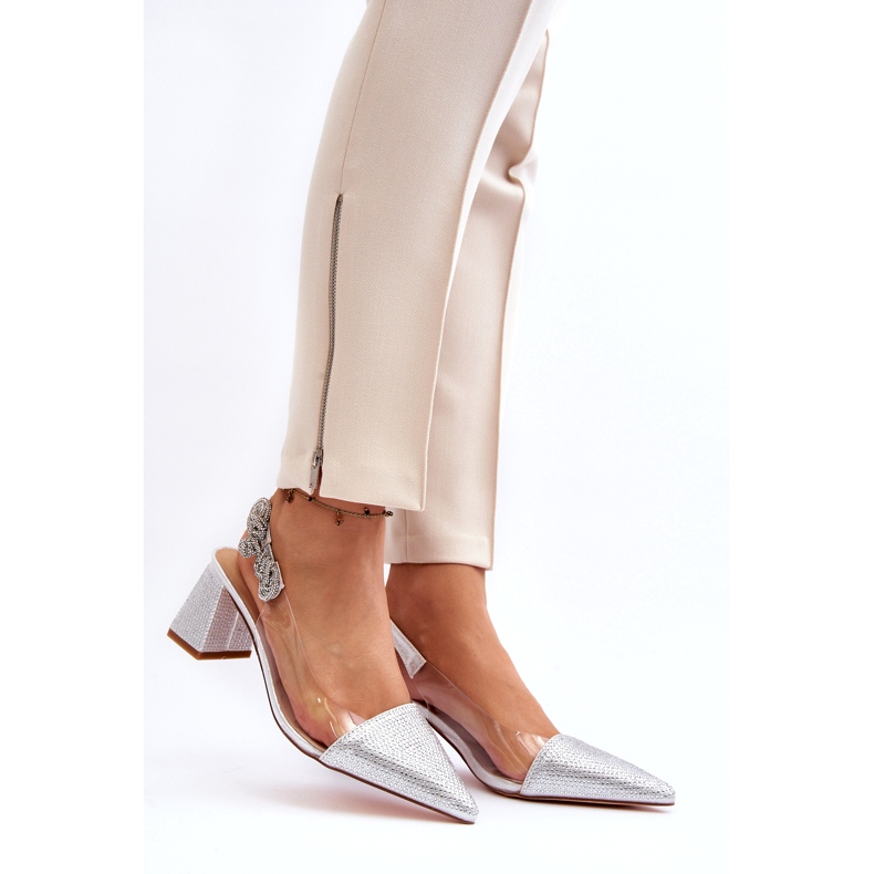 S. BARSKI Pompe de femei elegante în MR91292-1 Silver cu zirconi argint 2