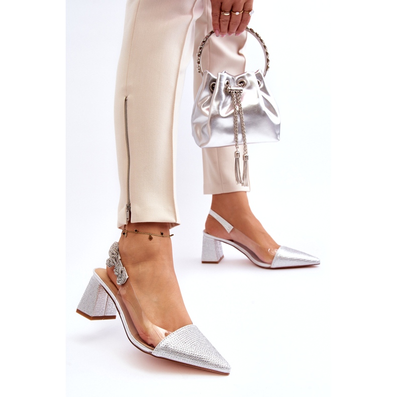 S. BARSKI Pompe de femei elegante în MR91292-1 Silver cu zirconi argint 3