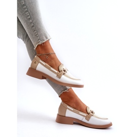 Maciejka Piele Loafers 06493-11 Alb și bej 1