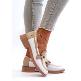 Maciejka Piele Loafers 06493-11 Alb și bej 5