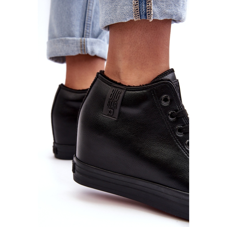 Big Star Adidași pentru femei pe o pană eco-piele mare Star MM274001 Negru 3