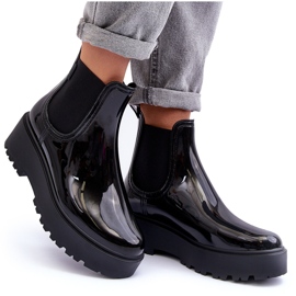 FEMEI LACQUEDER WELLIES ON BIG STAR MM274395 Platforma neagră negru 6